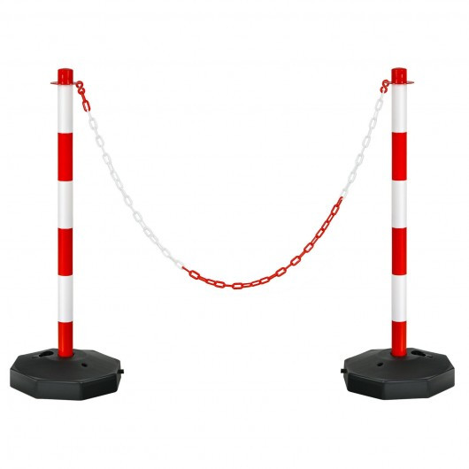 2 Pack 34'' Traffic Delineator Poles with Fillable Base-White