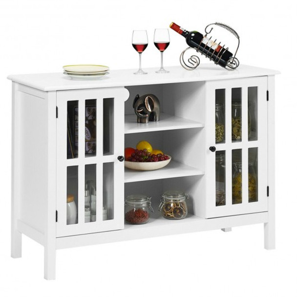 Wood TV Stand Console Cabinet for 50" TV-White