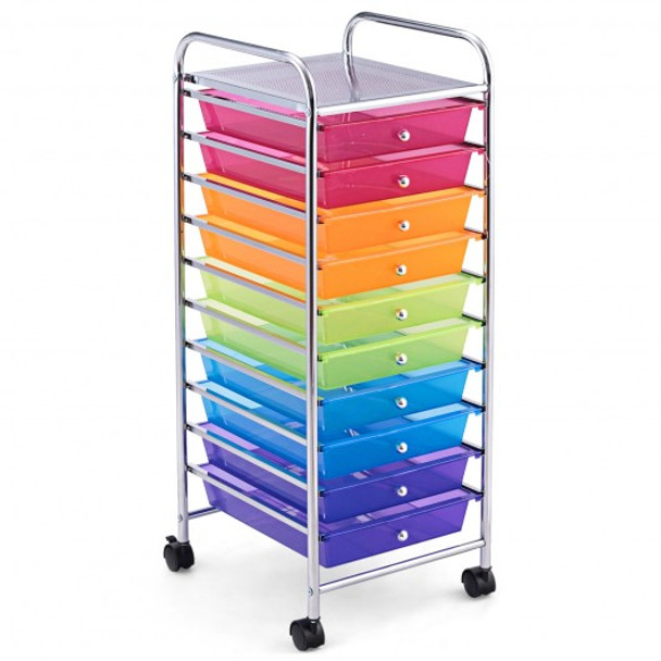 10 Drawer Rolling Storage Cart Organizer-Color - COHW52045RB
