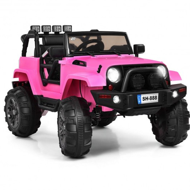 12V Kids Remote Control Riding Truck Car with LED Lights-Pink