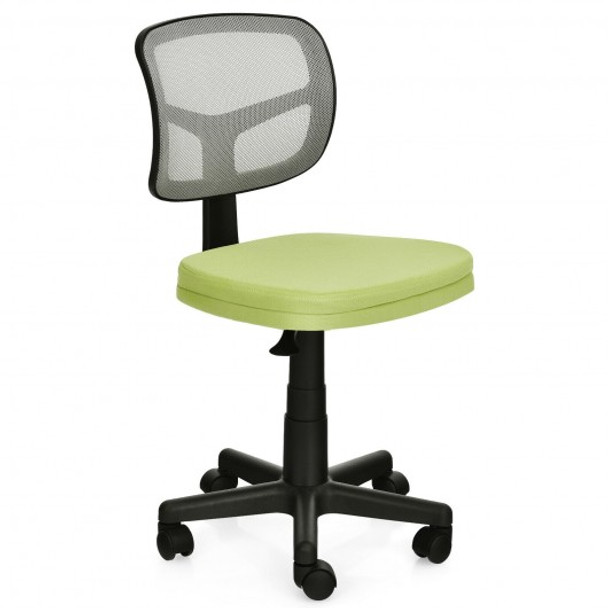 Armless Computer Chair with Height Adjustment and Breathable Mesh for Home Office-Green