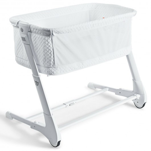 Baby Height Adjustable Bassinet w/ Washable Mattress-White