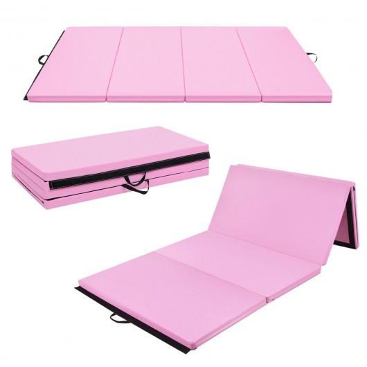 4' x 8' x 2" Gymnastics Mat Thick Folding Panel Aerobics Exercise Mat-Pink