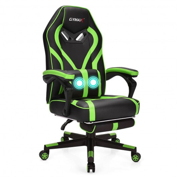 Computer Massage Gaming Recliner Chair with Footrest-Green