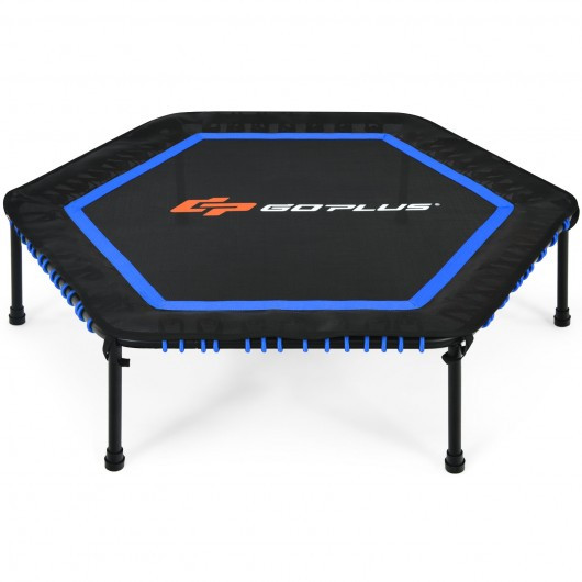 50" Hexagonal Fitness Trampoline Exercise Rebounder with Pad-Blue