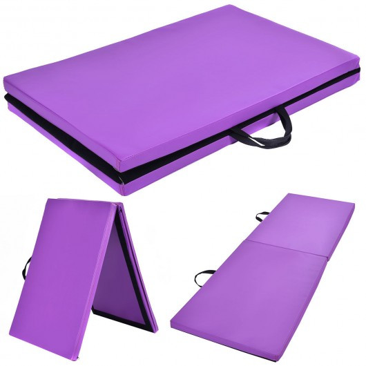 6 x 24" x 1.5'' Thick Two Folding Panel Gymnastics Mat-Purple