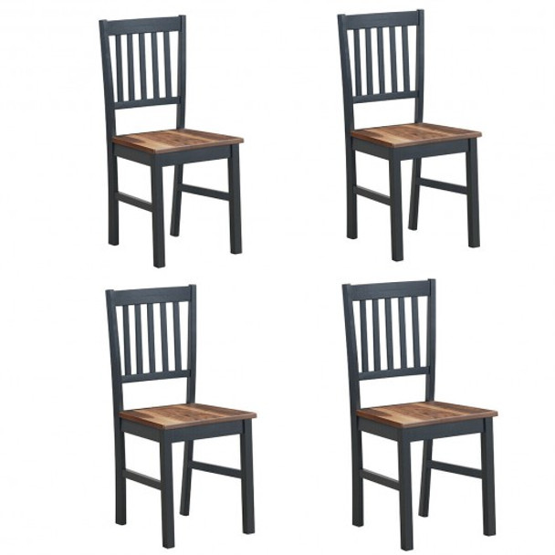 Set of 4 Dining Chair Spindle Back Wooden Legs - COKC52883