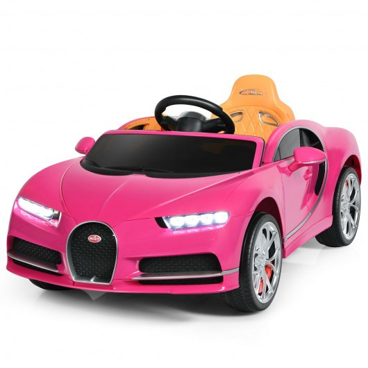 12V Licensed Bugatti Chiron Kids Ride on Car with Storage Box and MP3-Pink