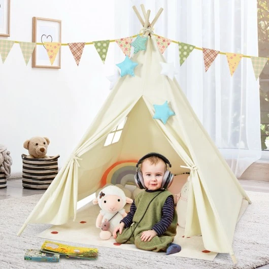 Foldable Kids Canvas Teepee Play Tent