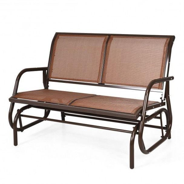 Swing Glider Chair 48" Loveseat Rocker Lounge Backyard-Brown