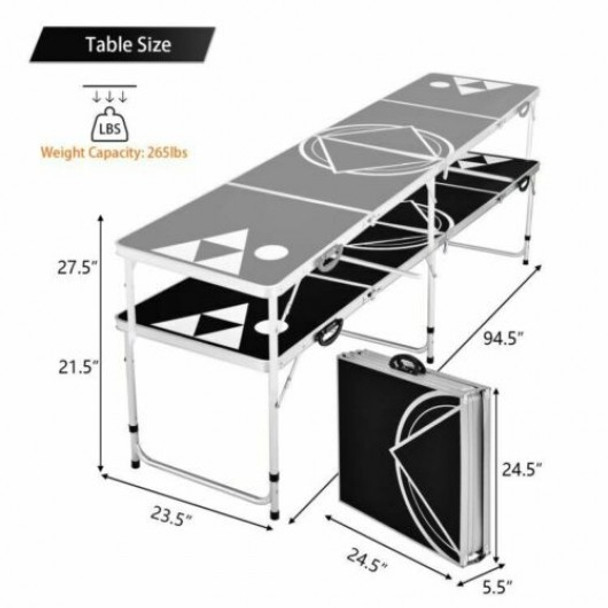 8 Foot Portable Party Drinking Game Table