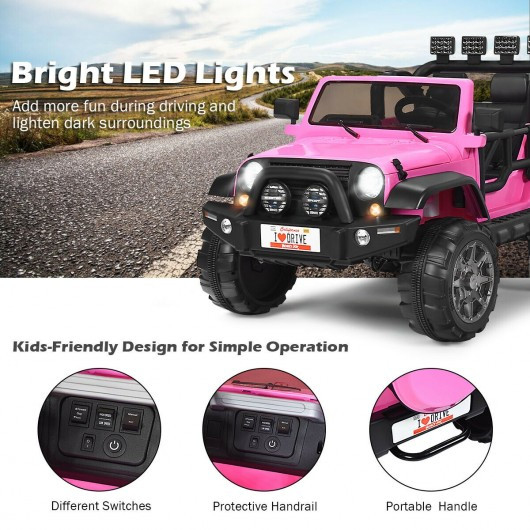 12V 2 Seater Kids Ride On Car w/ Storage Room-Pink