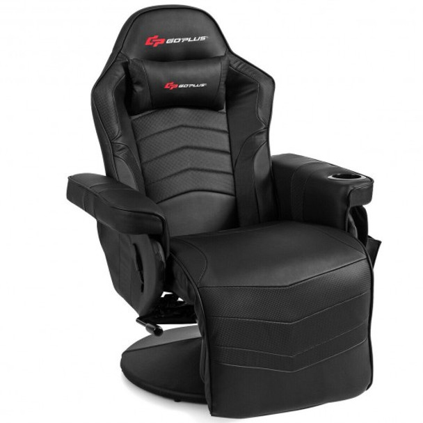 Ergonomic High Back Massage Gaming Chair with Pillow-Black