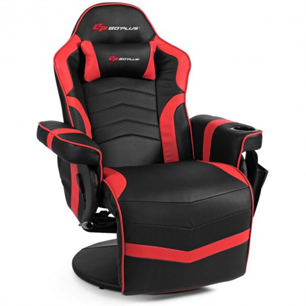 Ergonomic High Back Massage Gaming Chair with Pillow-Red