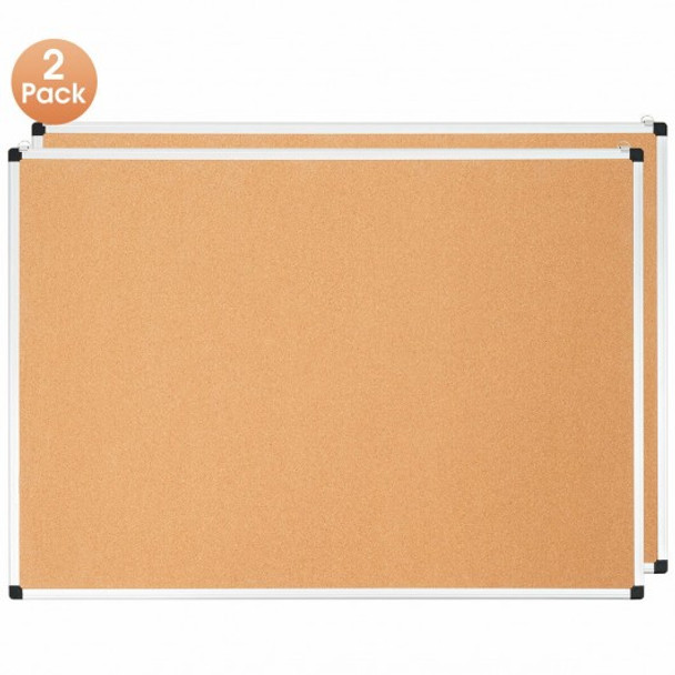 44" x 32" Cork Notice Pin Board  with Aluminum Frame-2 Pack