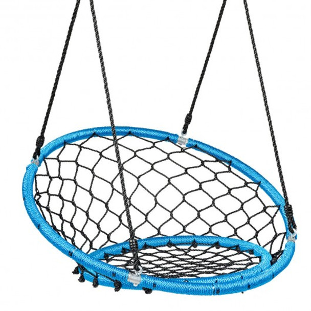 Net Hanging Swing Chair with Adjustable Hanging Ropes-Blue