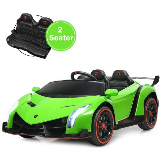 12V 2-Seater Licensed Lamborghini Kids Ride On Car with RC and Swing Function-Green