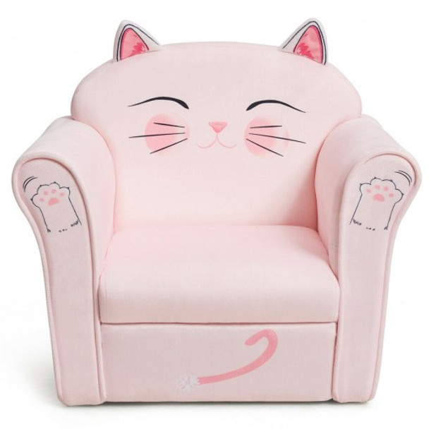 Kids Cat Armrest Couch Upholstered Sofa