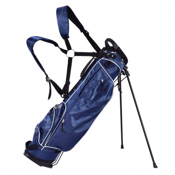 Golf Stand Cart Bag w/ 4 Way Divider Carry Organizer Pockets-Blue