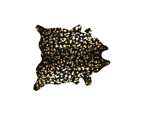 60" x 84" Black And Gold Cowhide - Area Rug