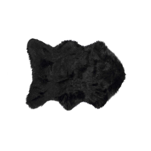 24" x 36" x 1.5" Black, Sheepskin, FAUX FUR, Single - Area Rug