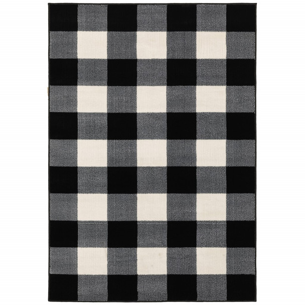 5 x 7 Monochromatic Gingham Pattern Indoor Area Rug