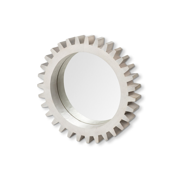 26" Round White Wood Frame Wall Mirror