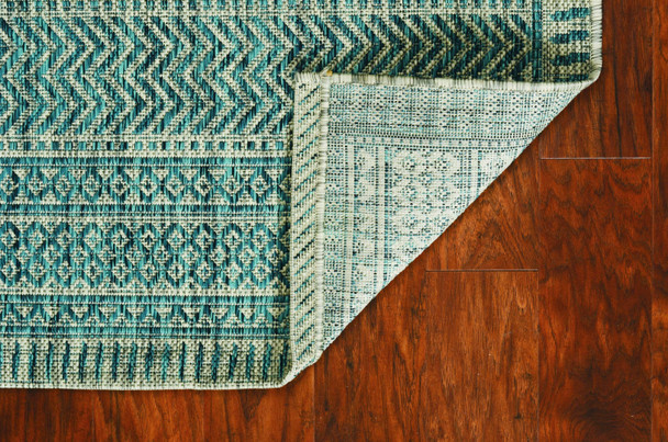 8' x 11' Teal Geometric Patterns Indoor Area Rug