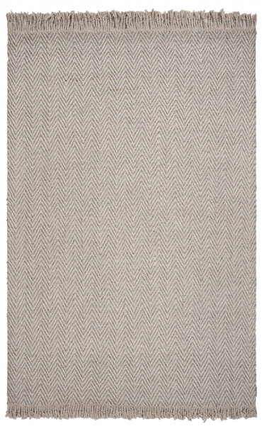 8'x10' Oatmeal Beige Hand Woven Herringbone Indoor Area Rug