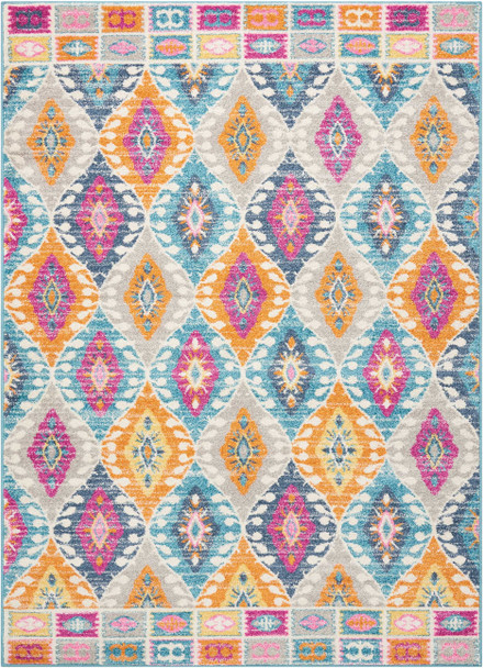 4 x 6 Multicolor Ogee Pattern Area Rug