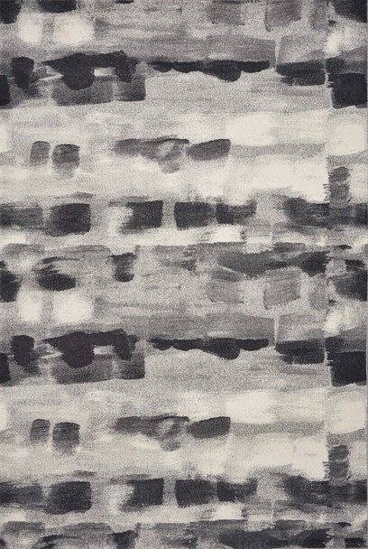 10'x13' Shades of Grey Machine Woven Abstract Brushstroke Indoor Area Rug
