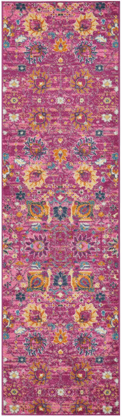 2 x 8 Fuchsia and Orange Distressed Runner Rug