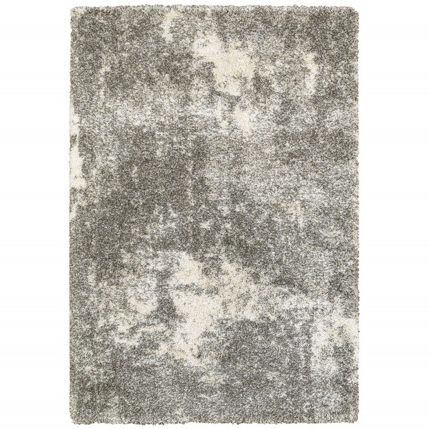 5 x 8 Gray and Ivory Distressed Abstract Area Rug