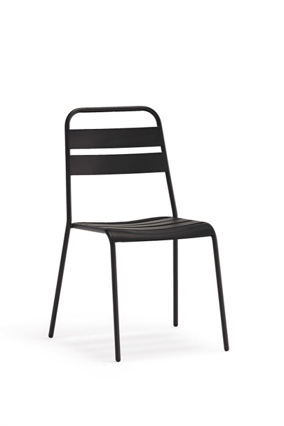 Set of 4 Gray Stacking Aluminum Armless Chairs