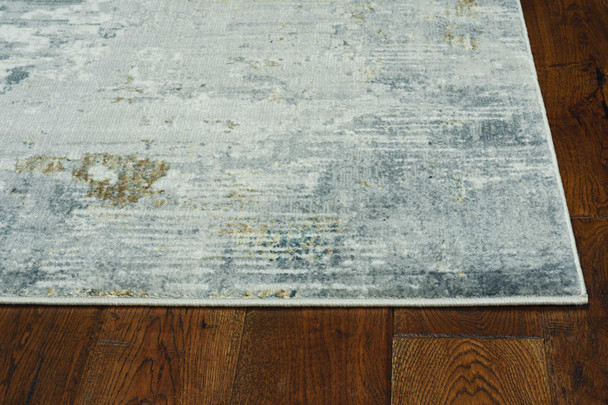 7' Grey Machine Woven Abstract Brushstrokes Indoor Runner Rug