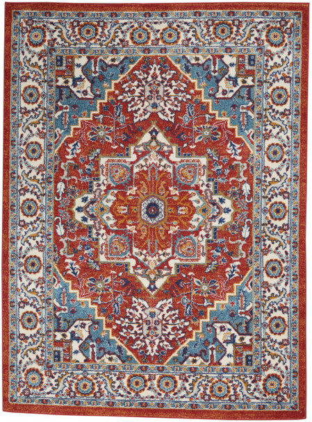 4 x 6 Red and Ivory Medallion Area Rug