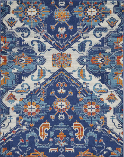 8 x 10 Blue and Ivory Persian Patterns Area Rug