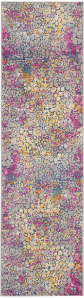 2 x 8 Yellow and Pink Coral Reef Runner Rug