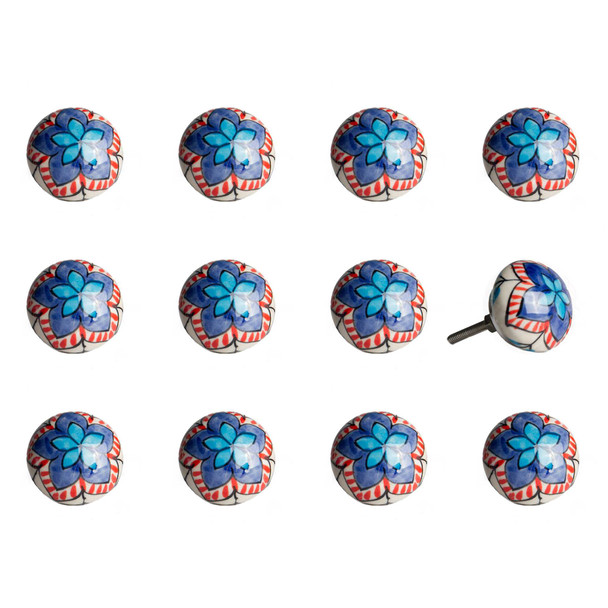 1.5" x 1.5" x 1.5" Ceramic Metal Multicolor 12 Pack Knob - 358133