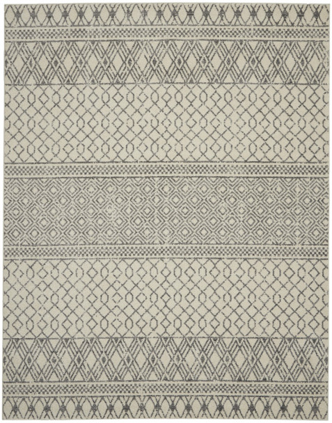 8 x 10 Ivory and Gray Geometric Area Rug