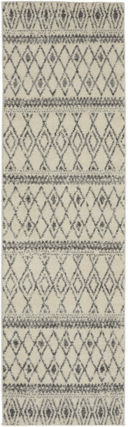2 x 8 Ivory and Gray Berber Pattern Runner Rug