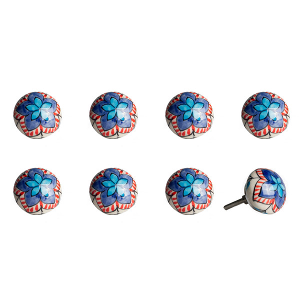 1.5" x 1.5" x 1.5" Ceramic Metal Multicolor 8 Pack Knob - 358119