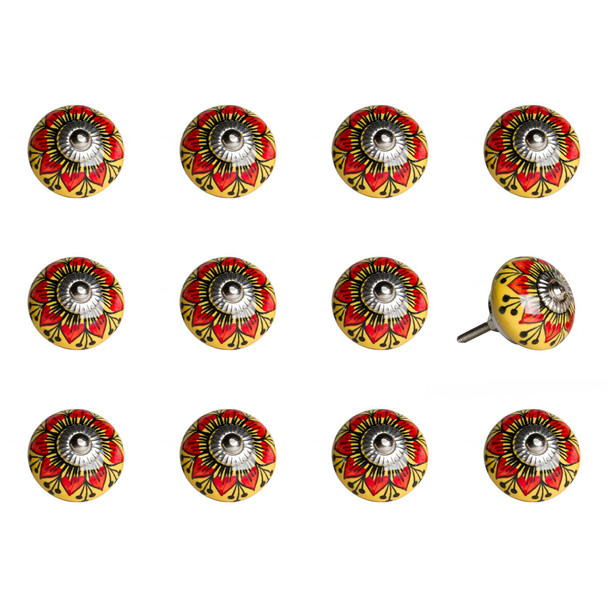 1.5" x 1.5" x 1.5" Ceramic Metal Multicolor 12 Pack Knob - 358129