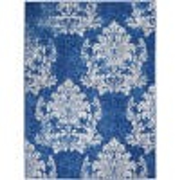 6 x 9 Navy and Ivory Damask Area Rug