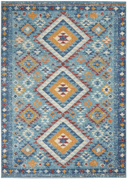 4 x 6 Blue and Multi Diamonds Area Rug