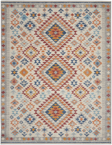 8 x 10 Ivory and Red Diamonds Area Rug