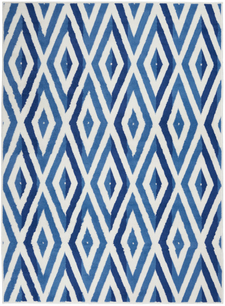 5 x 7 Ivory and Blue Diamond Area Rug