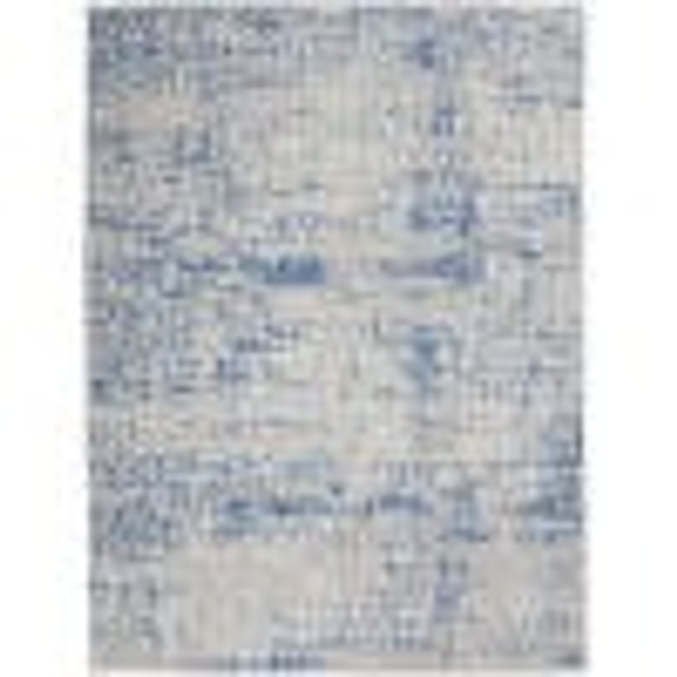6 x 9 Gray and Blue Abstract Grids Area Rug
