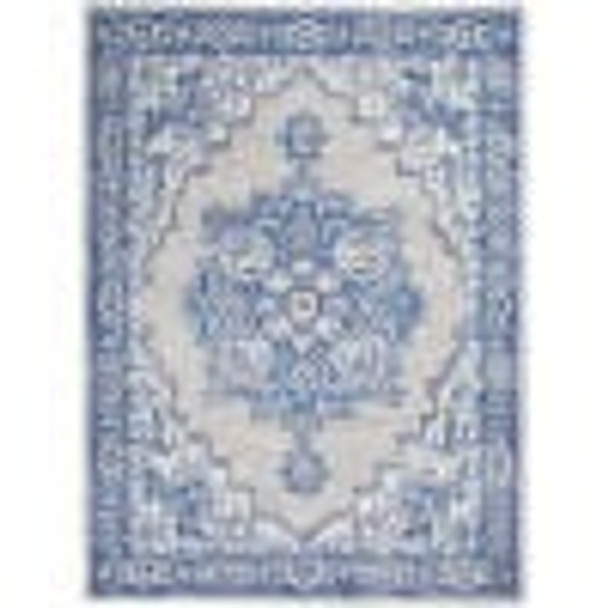 4 x 6 Gray and Blue Persian Medallion Area Rug