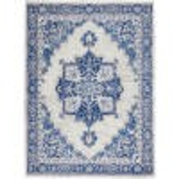 4 x 6 Ivory and Blue Persian Medallion Area Rug